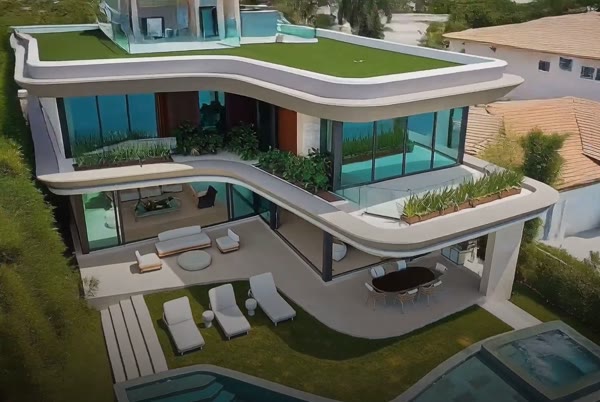 Listing photo: aerial of a waterfront home